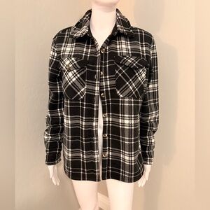 Sage Black and White Plaid Teddy Jacket